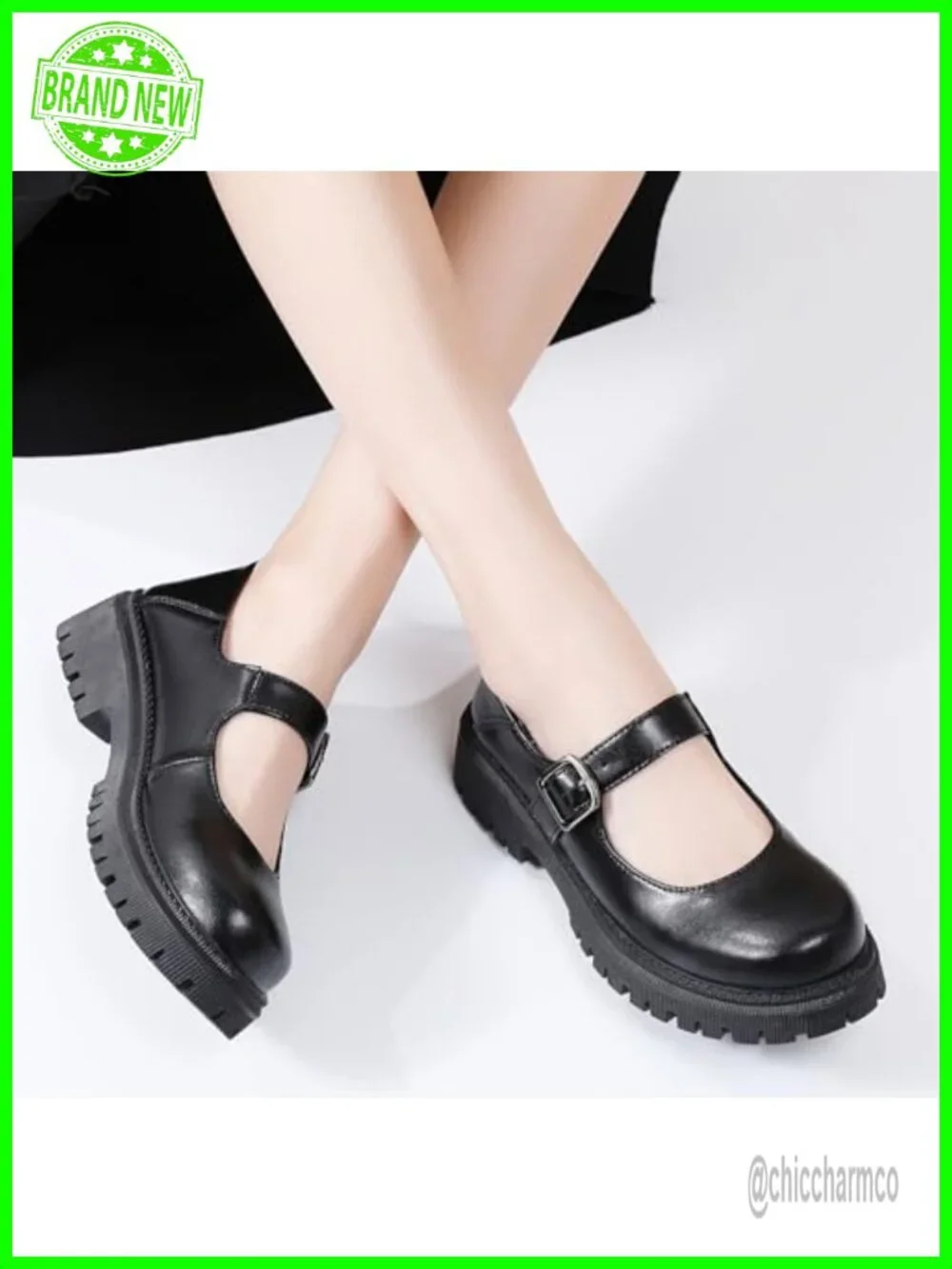 Women's Platform Mary Jane Shoes Leather Round Toe Non-Slip Casual